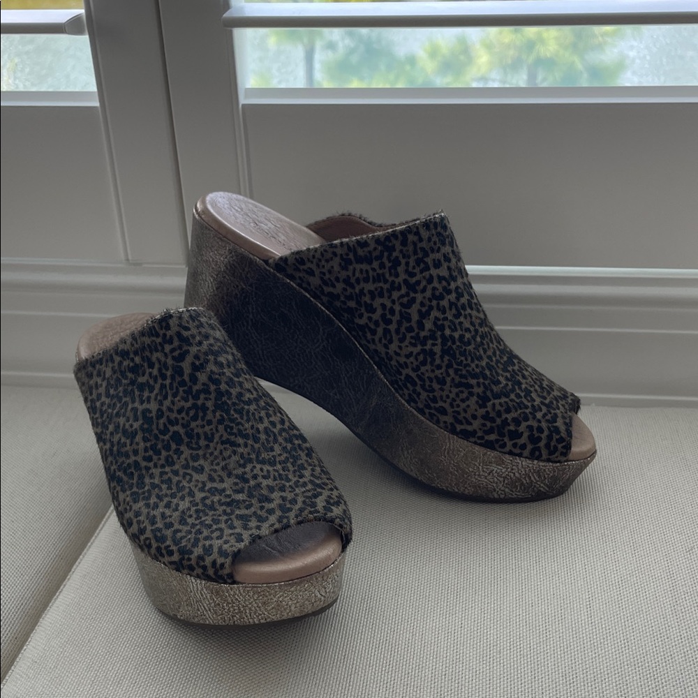 Chocolat Blu Animal Print Wedge Mules